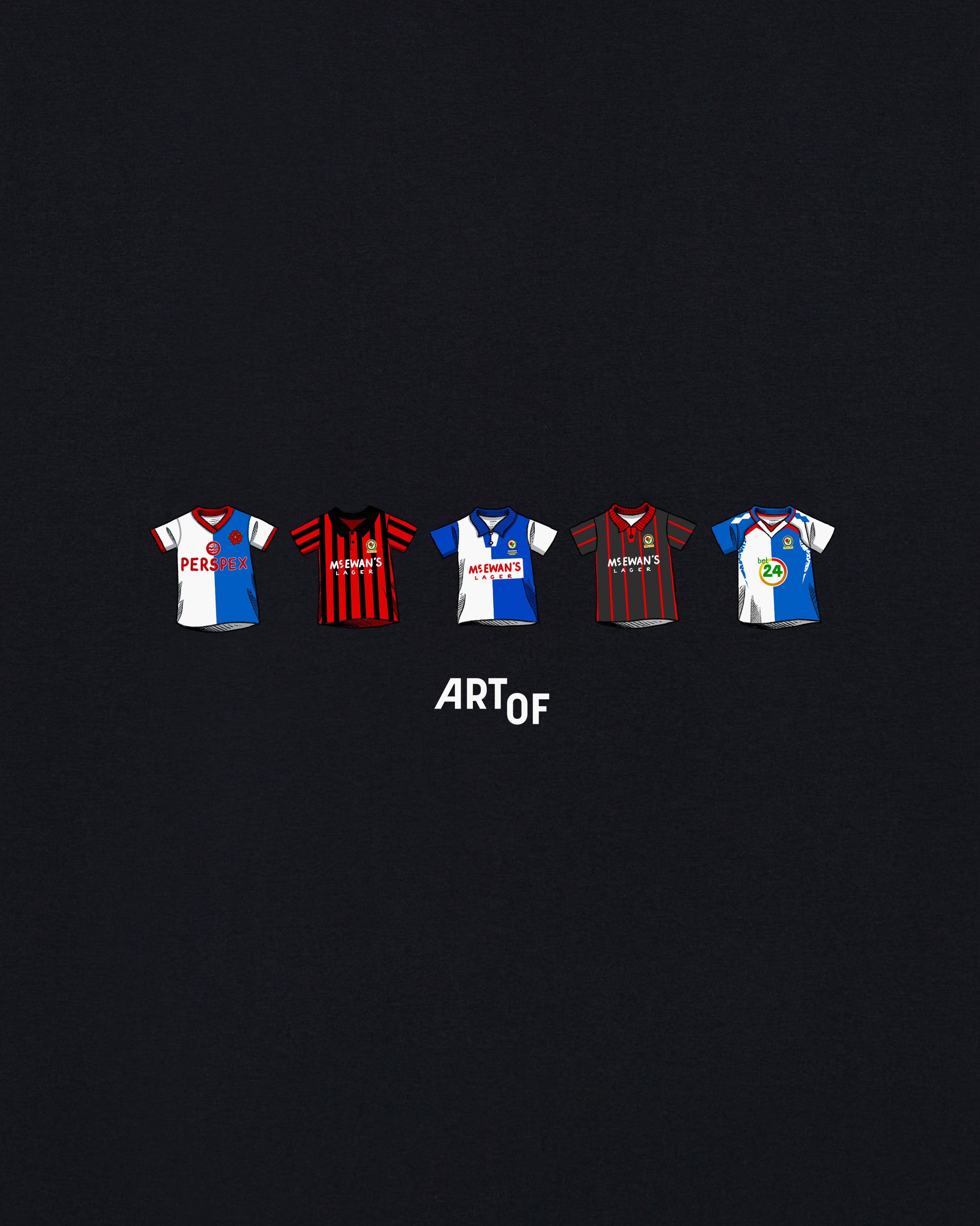 ART OF Blackburn Rovers Classics Tee | BRFC Black Football T-shirt