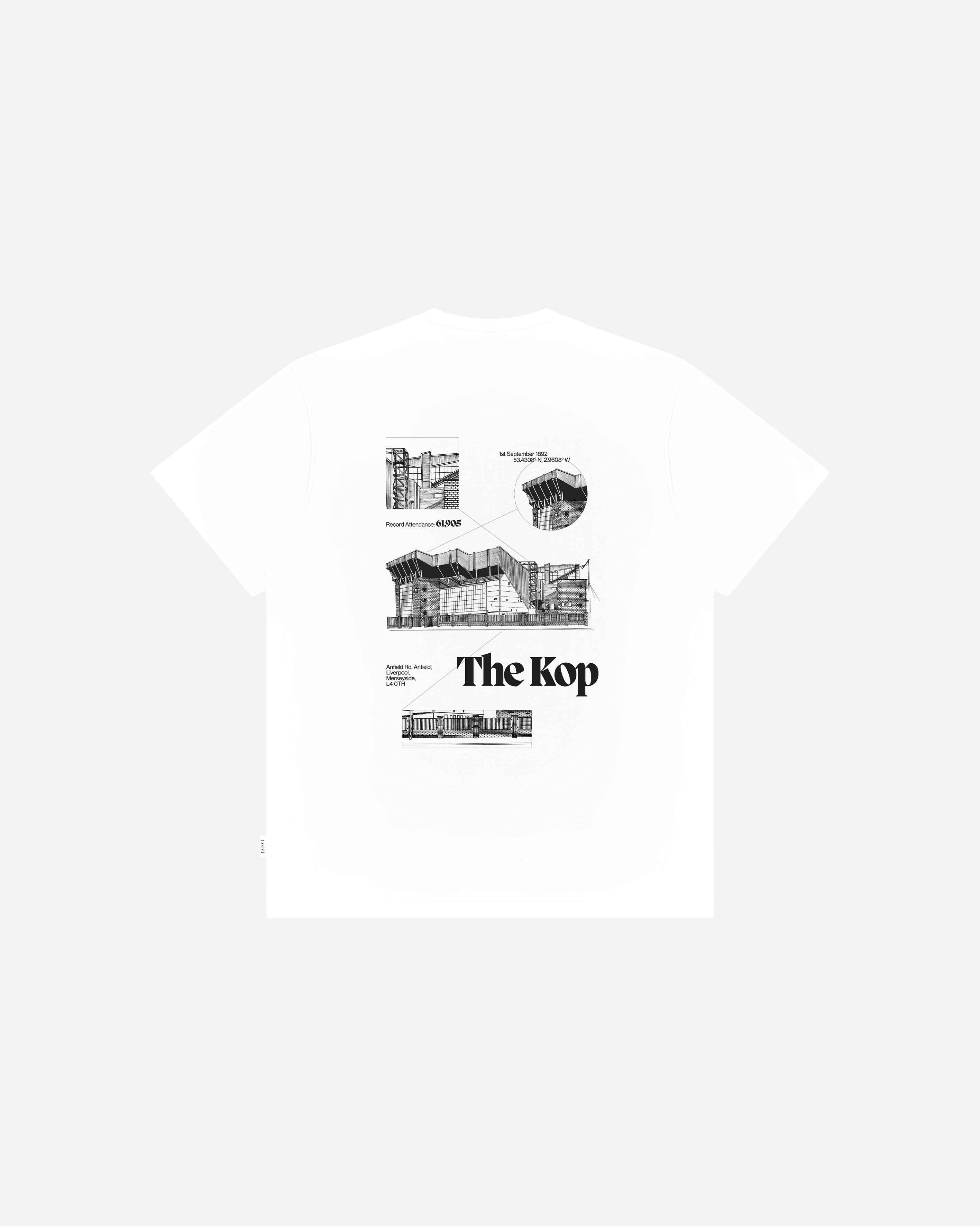 ART OF LFC The Kop Blueprint Tee | White Graphic Football T-shirt